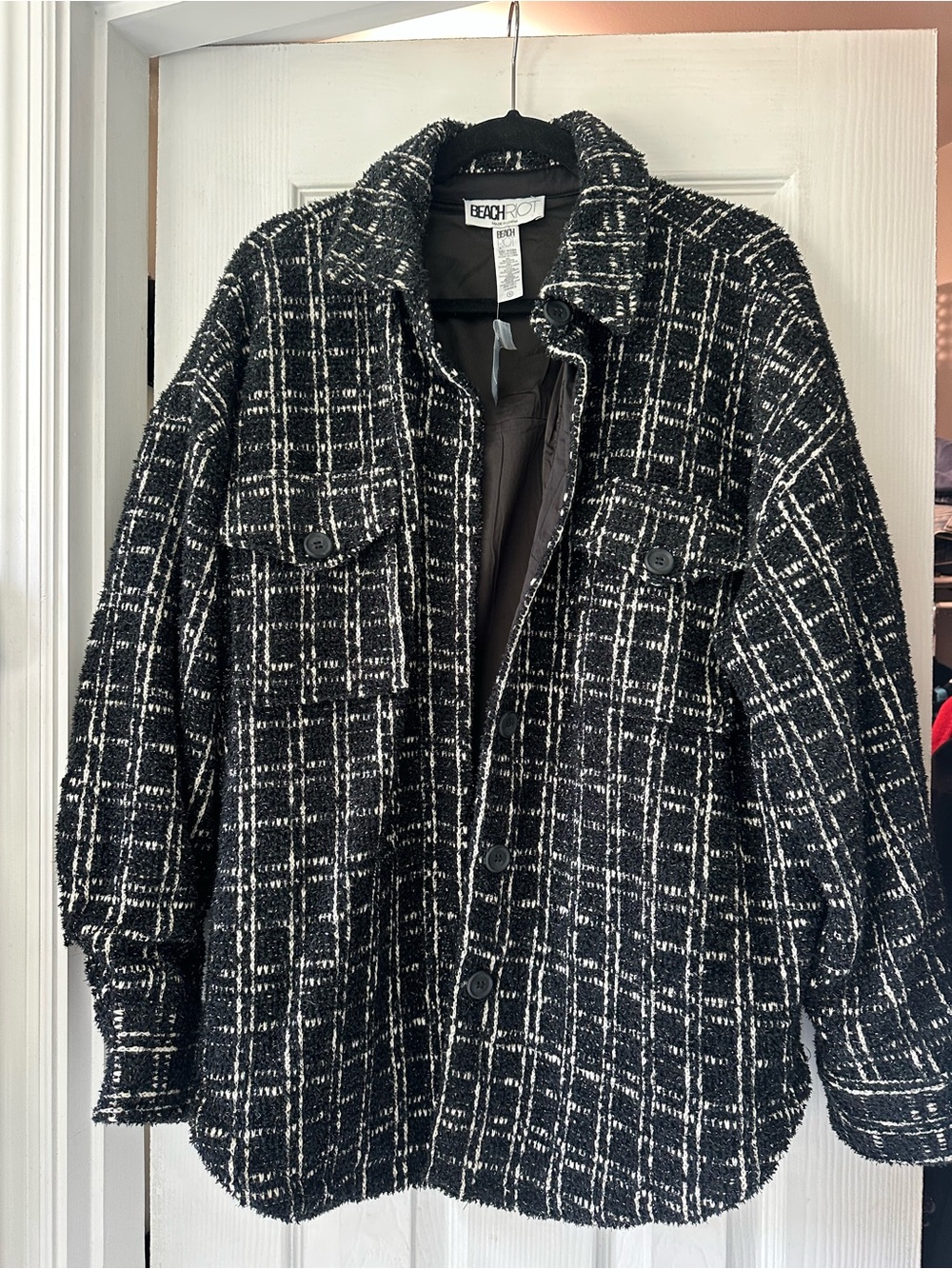 Beach Riot Black & White Tweed Shacket
